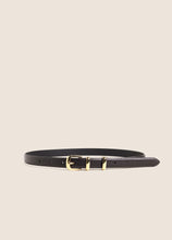Favorite Daughter The Skinny Jordan Belt in Brown Polished Gold