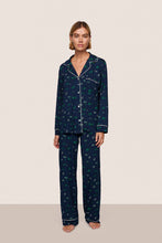 Eberjey Gisele Navy Pine Tree Print Long PJ Set
