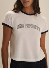 Favorite Daughter The Cropped Favorite Ringer Tee in White Navy
