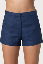 Lusana Tailor Linen Short in Indigo Navy