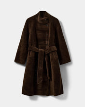 Wool Fur Coat in Dark Brown