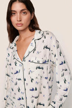 Eberjey Gisele Ivory Ski Chalet Print Long PJ Set