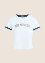 Favorite Daughter The Cropped Favorite Ringer Tee in White Navy