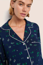 Eberjey Gisele Navy Pine Tree Print Long PJ Set