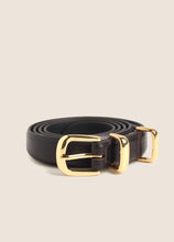 Favorite Daughter The Skinny Jordan Belt in Brown Polished Gold