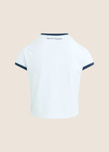 Favorite Daughter The Cropped Favorite Ringer Tee in White Navy