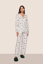 Eberjey Gisele Ivory Ski Chalet Print Long PJ Set