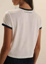 Favorite Daughter The Cropped Favorite Ringer Tee in White Navy