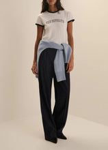 Favorite Daughter The Cropped Favorite Ringer Tee in White Navy