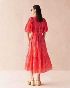Omika Vani Papaya Wren Midi Dress