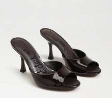 Sam Edelman Jeanie Heeled Mule in Rich Chocolate Patent Leather