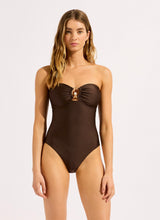 Seafolly Palermo Ring Front Bandeau One Piece in Sepia