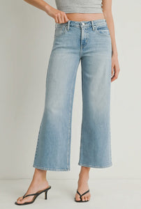 Just Black Denim Light Wash Mid Rise Slim Wide Leg