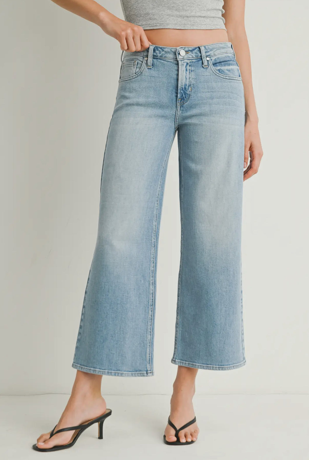 Just Black Denim Light Wash Mid Rise Slim Wide Leg