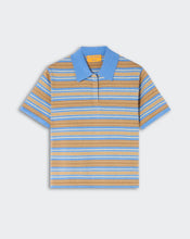 Guest In Residence Short Sleeve Stripe Rugby in Delft Blue Combo