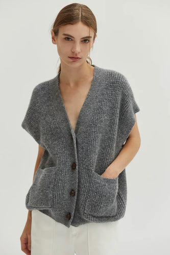 Crescent Waffle Knit Grey Vest