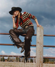Guest In Residence Cashmere Grizzly Cropped Rugby in Carmine Combo