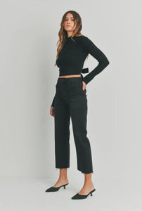 Just Black Denim High Rise Wide Leg Utility Pocket Black Jean