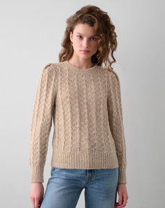 White + Warren Plush Alpaca Blend Pointelle Oat Crewneck