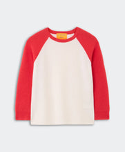 Guest In Residence Cashmere Baseball Tee in Cream/Scarlet