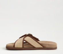 Sam Edelman Darla Multi Buckle Slide Sandal in Bleached Beechwood Faux Raffia
