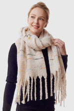 Ivory Colorful Stitch Accent Scarf