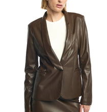 LBLC Toby Faux Leather Blazer in Maple Brown