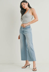 Just Black Denim Light Wash Mid Rise Slim Wide Leg