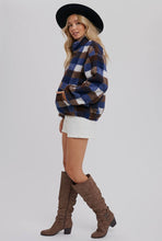 Plaid Print 1/2 Zip Sherpa Pullover