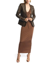 LBLC Toby Faux Leather Blazer in Maple Brown