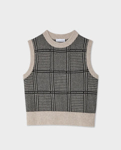 White + Warren Cashmere Sand/Black Houndstooth Shell