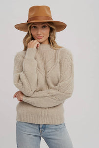 Bluivy Oatmeal Open Stitch Detail Sweater