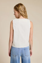 Flat White Blue Sea Embroidered Sleeveless Top in White