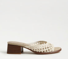 Sam Edelman Fynn Block Heel Mule Sandal in Modern Ivory Faux Raffia