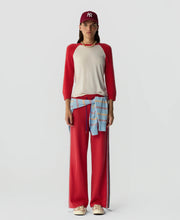 Guest In Residence Cashmere Baseball Tee in Cream/Scarlet