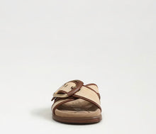 Sam Edelman Darla Multi Buckle Slide Sandal in Bleached Beechwood Faux Raffia