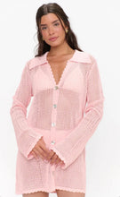 Show Me Your Mumu Button Up Coverup in Peachy Pink Crochet