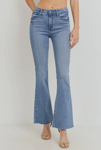 Just Black Denim High Rise Scissor Cut Flare Medium Wash