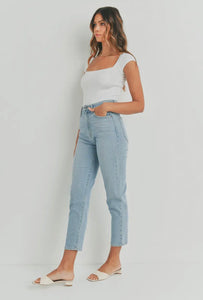 Just Black Denim High Rise Light Wash Perfect Mom Jean