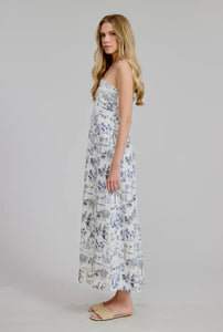 Flat White Amalfi Printed Midi Summer Dress