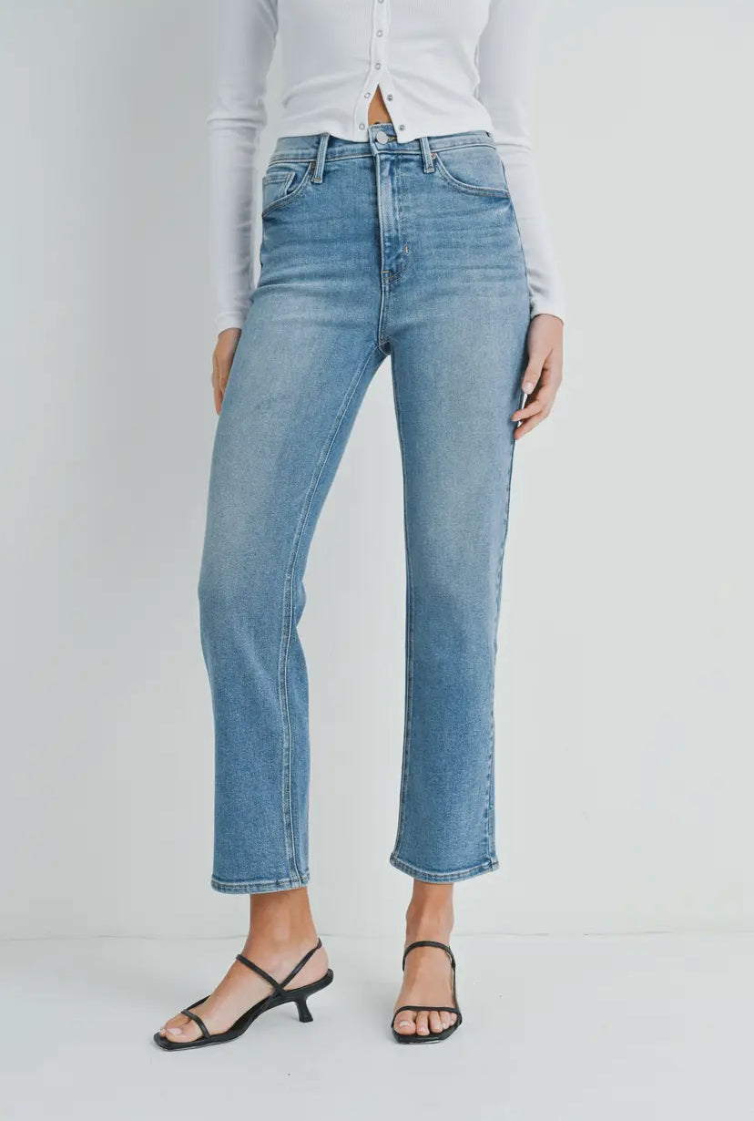 Just Black Denim High Rise Medium Wash Crop Straight