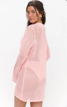 Show Me Your Mumu Button Up Coverup in Peachy Pink Crochet