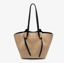 Urban Expressions Lorenza Tote in Natural Straw w/ Black Strap
