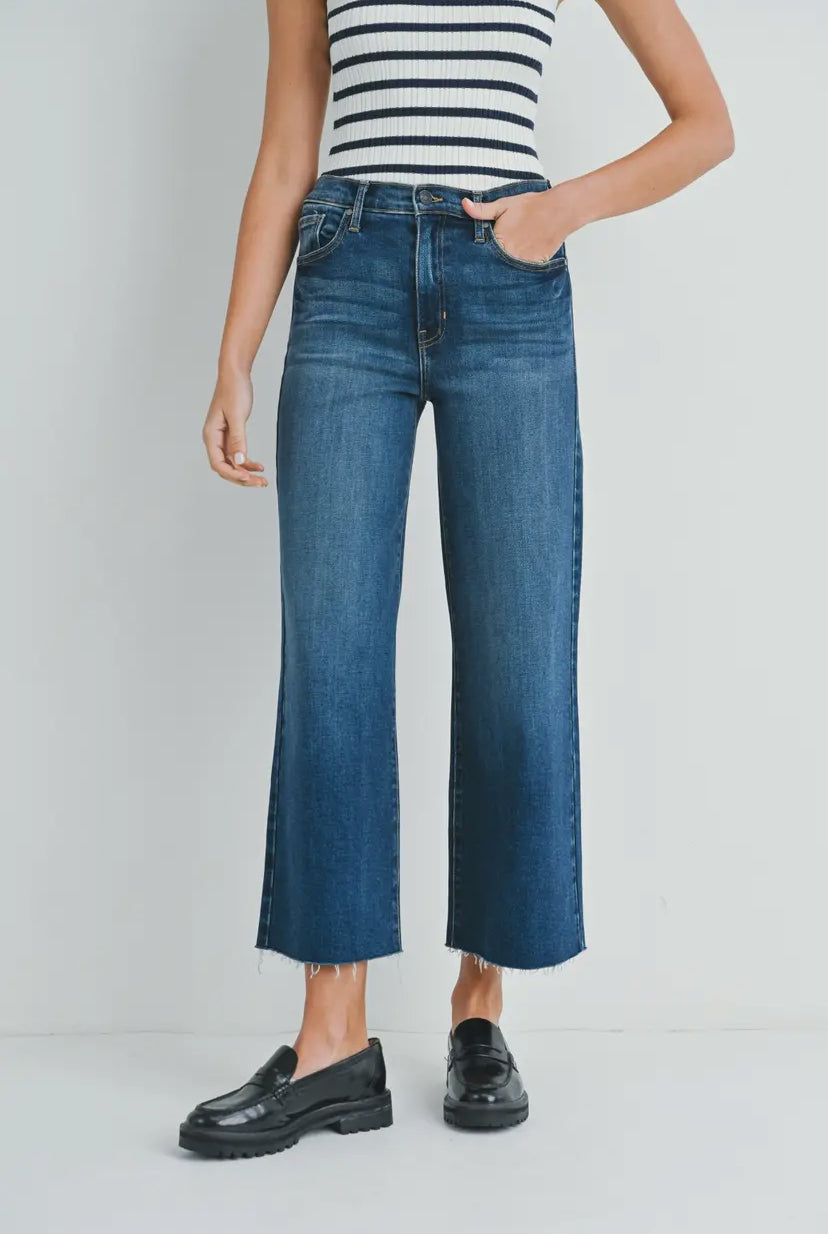 Just Black Denim Dark Wash Wide Leg Scissor Cut Jean