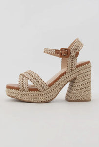 Raffia Chunky Platform Sandal