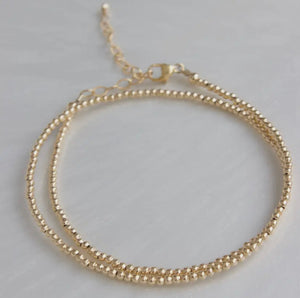 2mm Gold Wrap Beaded Bracelet