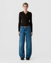 Guest in Residence L/S Shrunken Waffle Polo in Burnt Cocoa