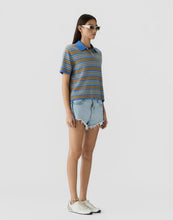 Guest In Residence Short Sleeve Stripe Rugby in Delft Blue Combo