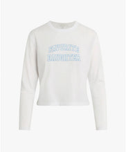 Favorite Daughter Cropped Collegiate White/Light Blue Long Sleeve Tee