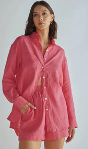 Summer Away Linen Shirt Pink